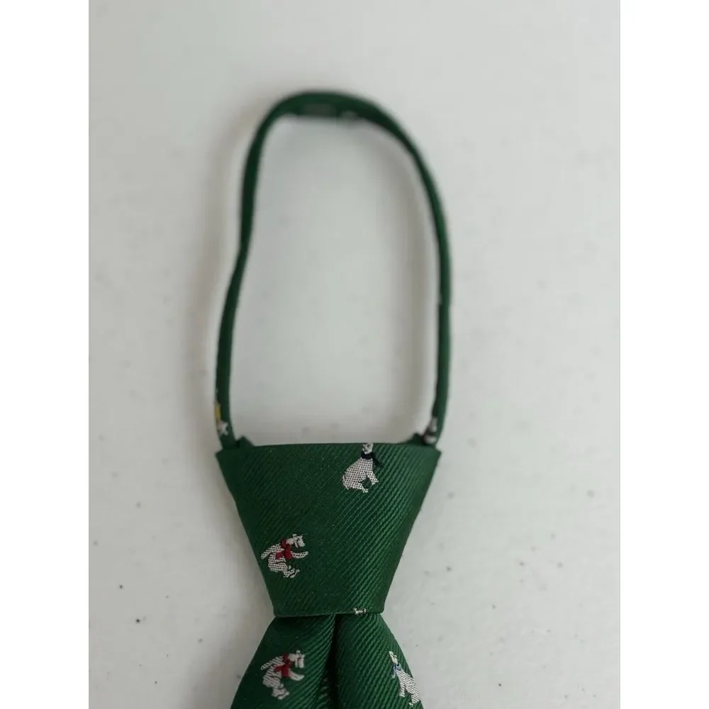 Club Room Boy's 100%‎ Silk Green Polar Bear Zipper Adjustable Necktie